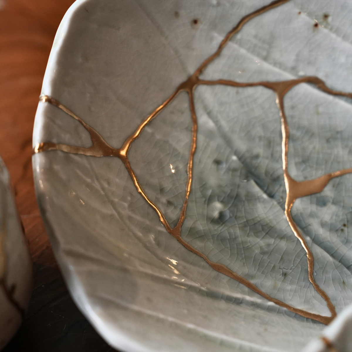 Large White Kintsugi Dish