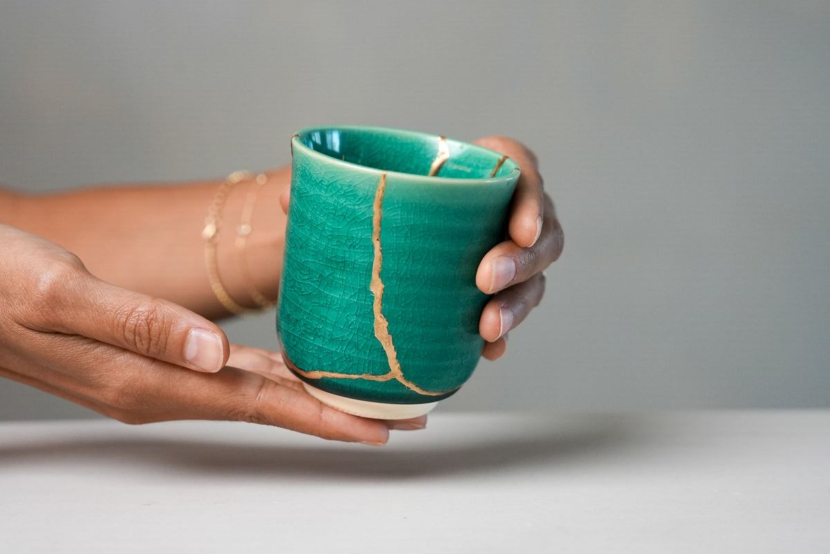 Turquoise Kintsugi Tea Cup