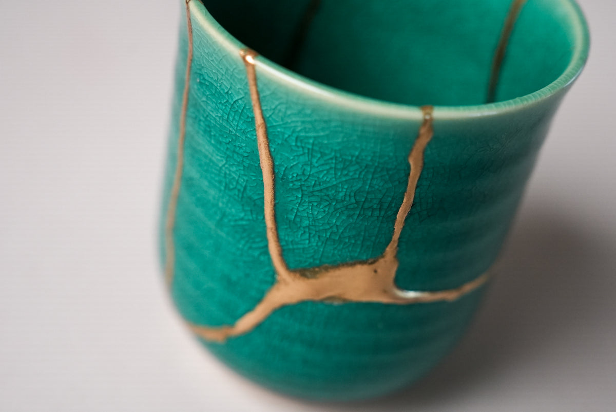 Turquoise Kintsugi Tea Cup