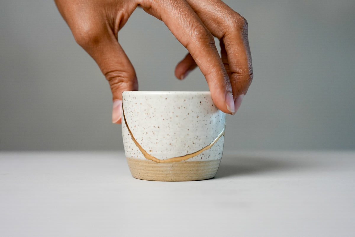 White Kintsugi Sake Cup