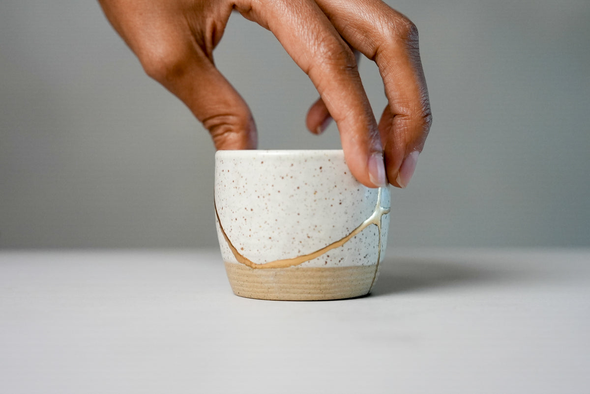 White Kintsugi Sake Cup