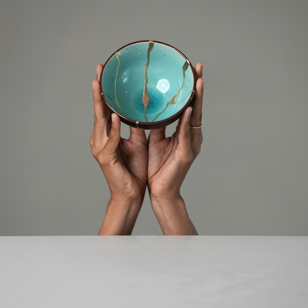 Turquoise Kintsugi Bowl