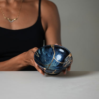 Large Blue Kintsugi Bowl