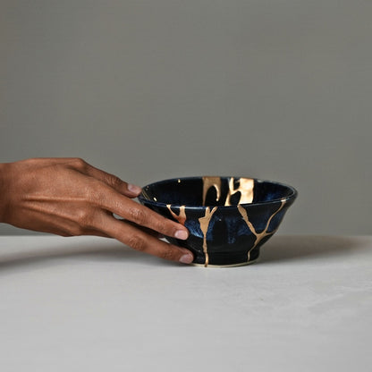 Large Blue Kintsugi Bowl