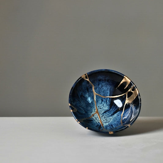 Large Blue Kintsugi Bowl