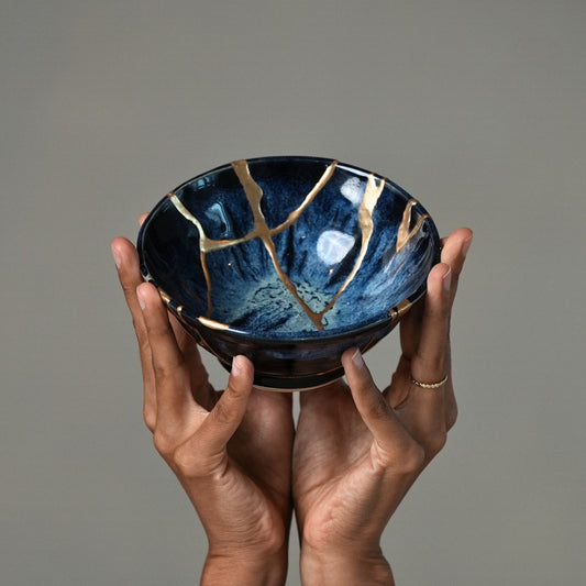 Large Blue Kintsugi Bowl