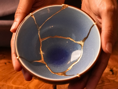 Light Blue Kintsugi Bowl