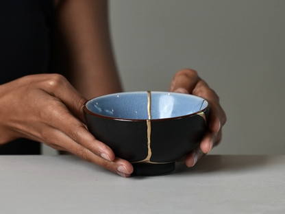 Light Blue Kintsugi Bowl