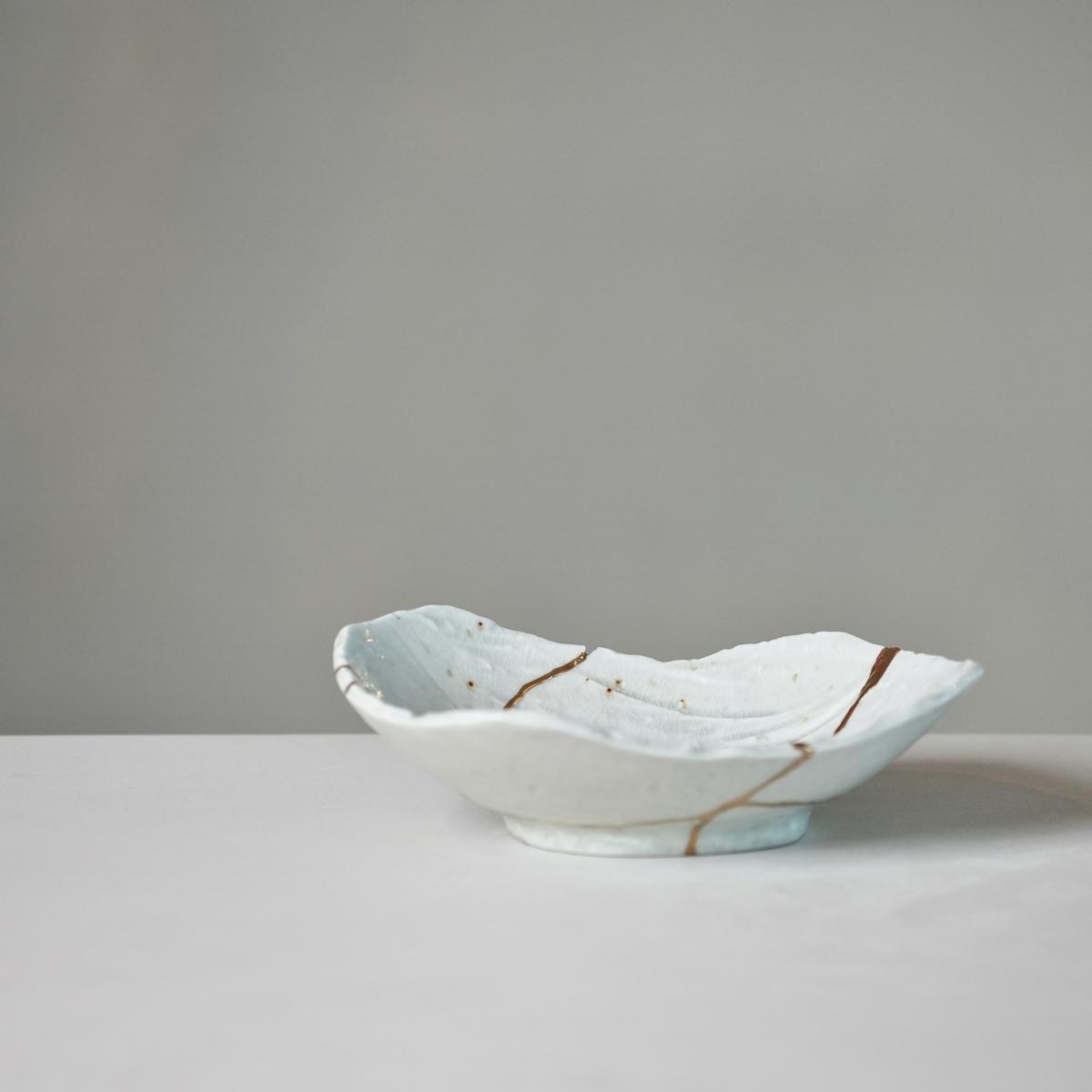 Large White Kintsugi Dish