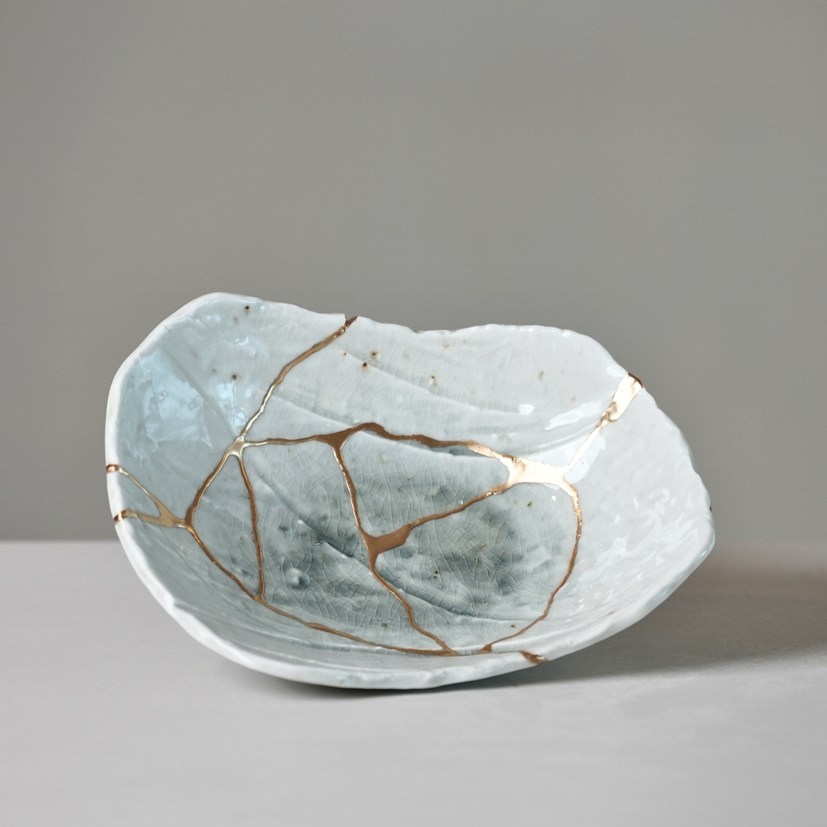 Large White Kintsugi Dish