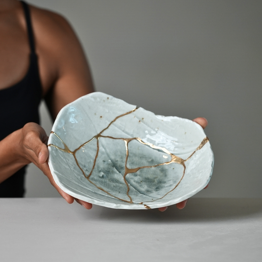 Large White Kintsugi Dish