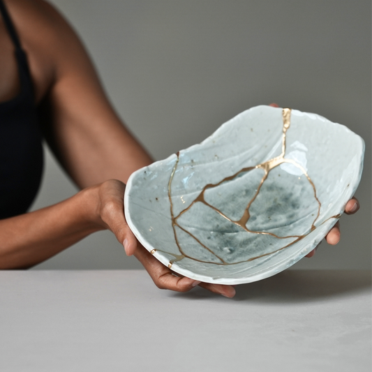 Large White Kintsugi Dish