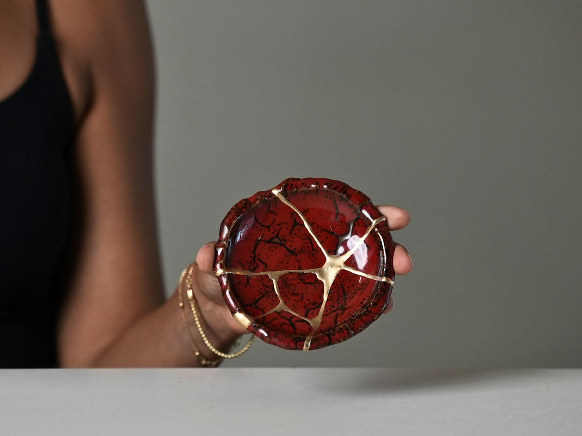 Red Kintsugi Jewelry Dish