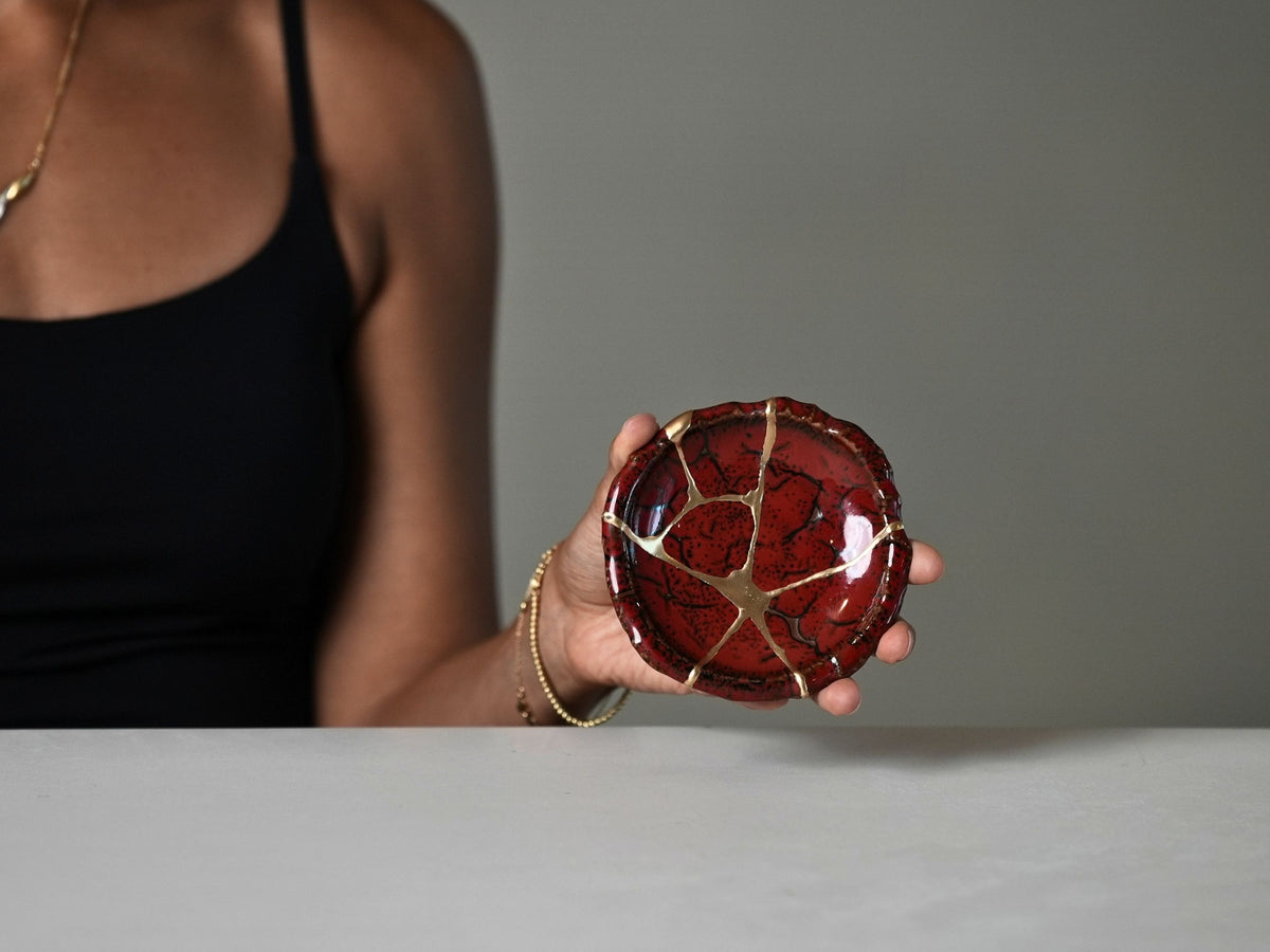 Red Kintsugi Jewelry Dish