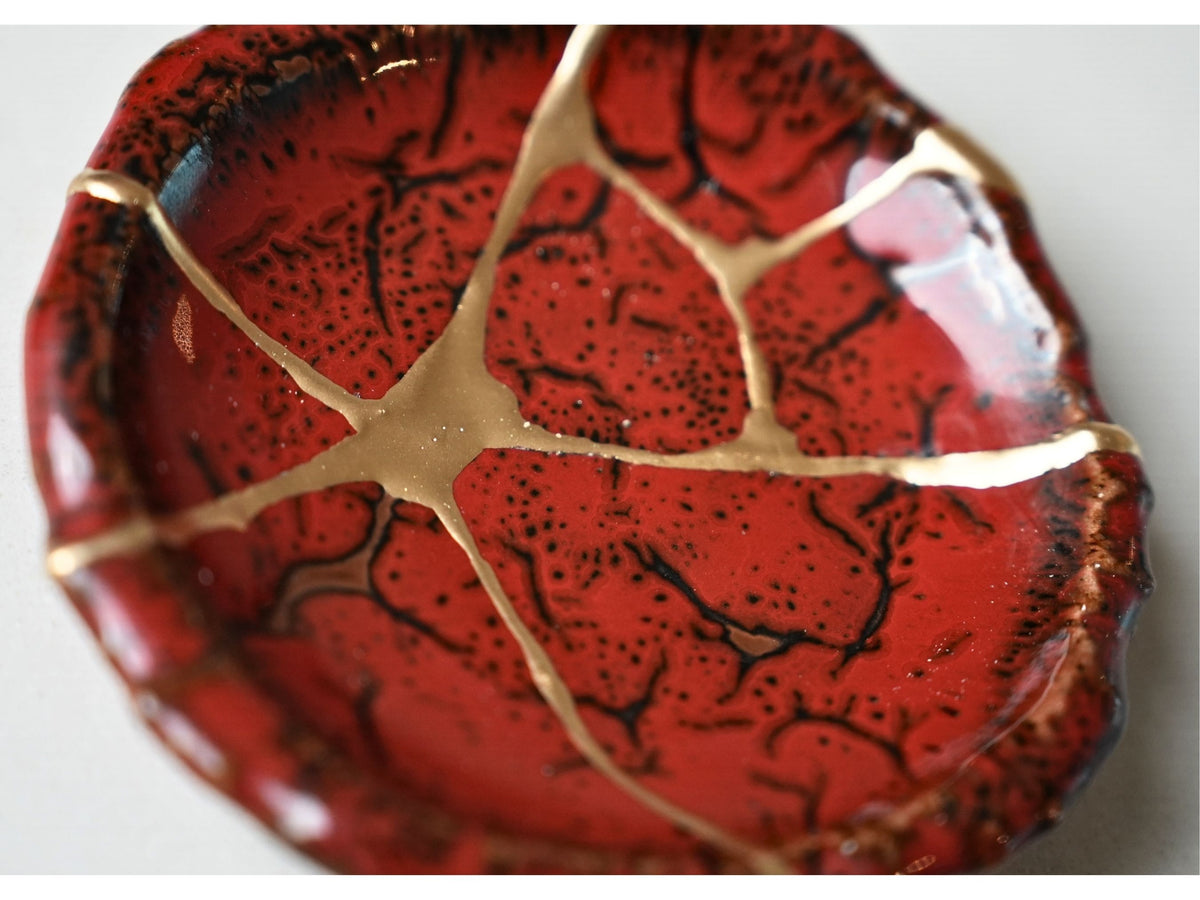 Red Kintsugi Jewelry Dish