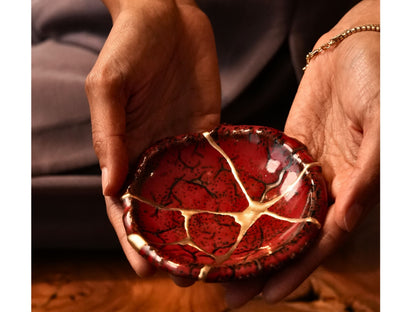Red Kintsugi Jewelry Dish