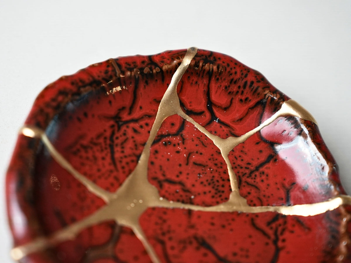 Red Kintsugi Jewelry Dish