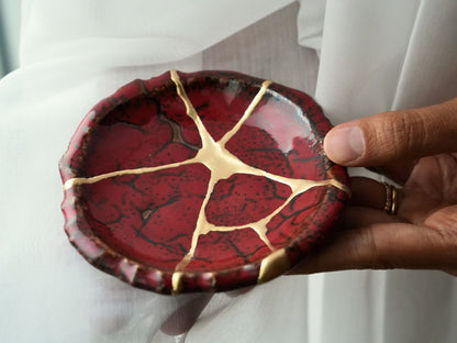 Red Kintsugi Jewelry Dish