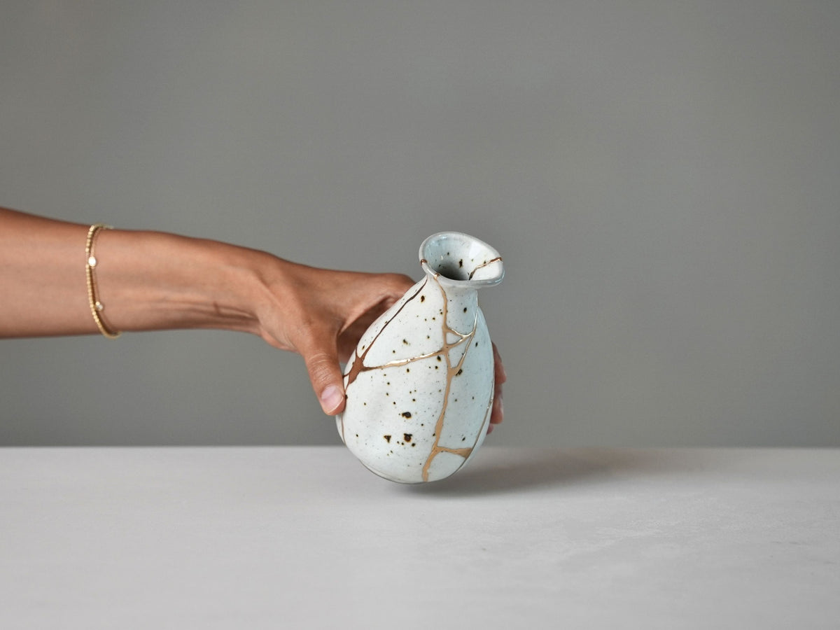 White Kintsugi Vase