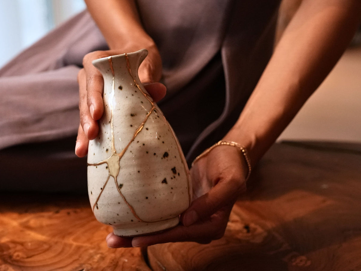 White Kintsugi Vase