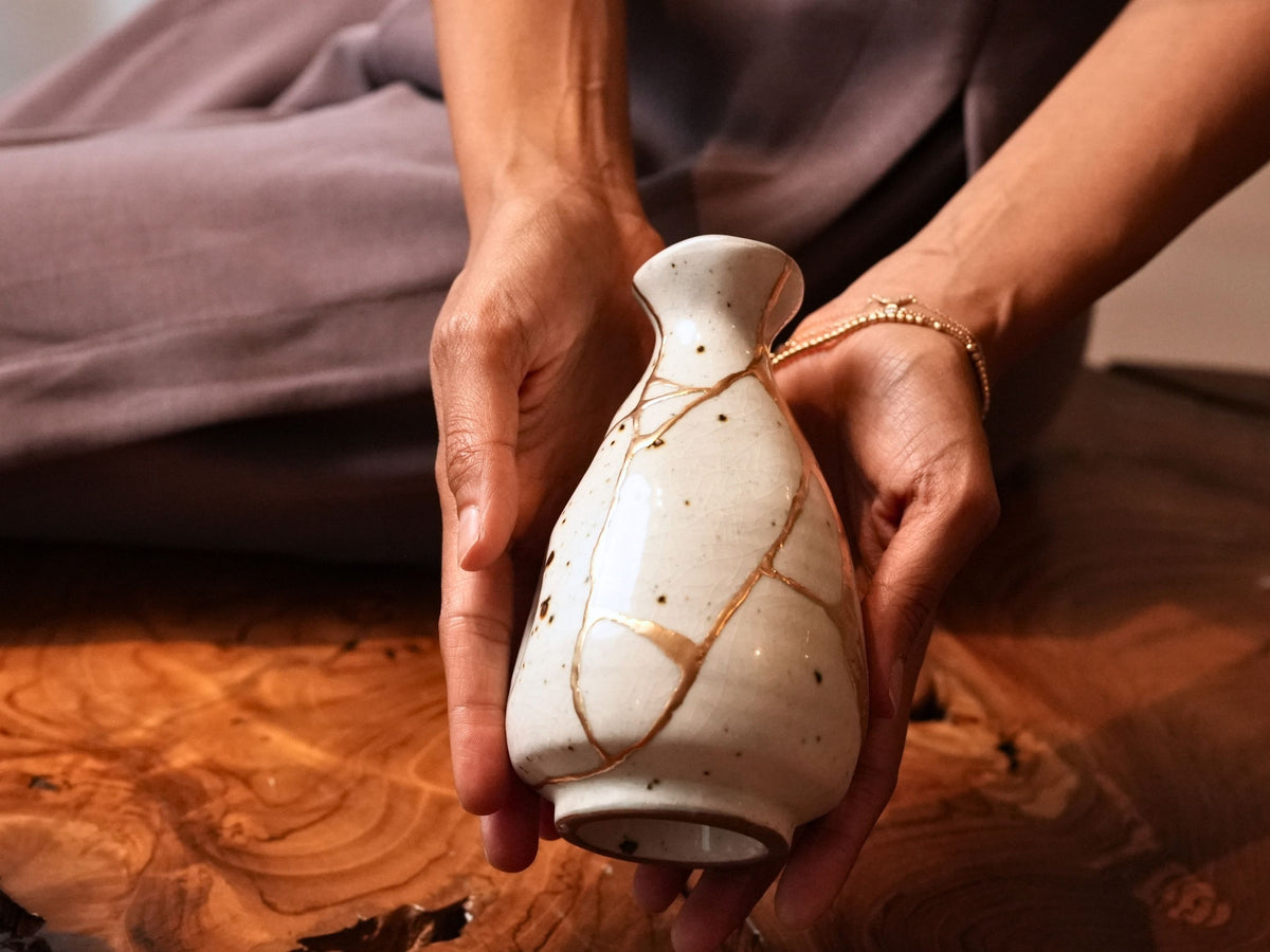 White Kintsugi Vase