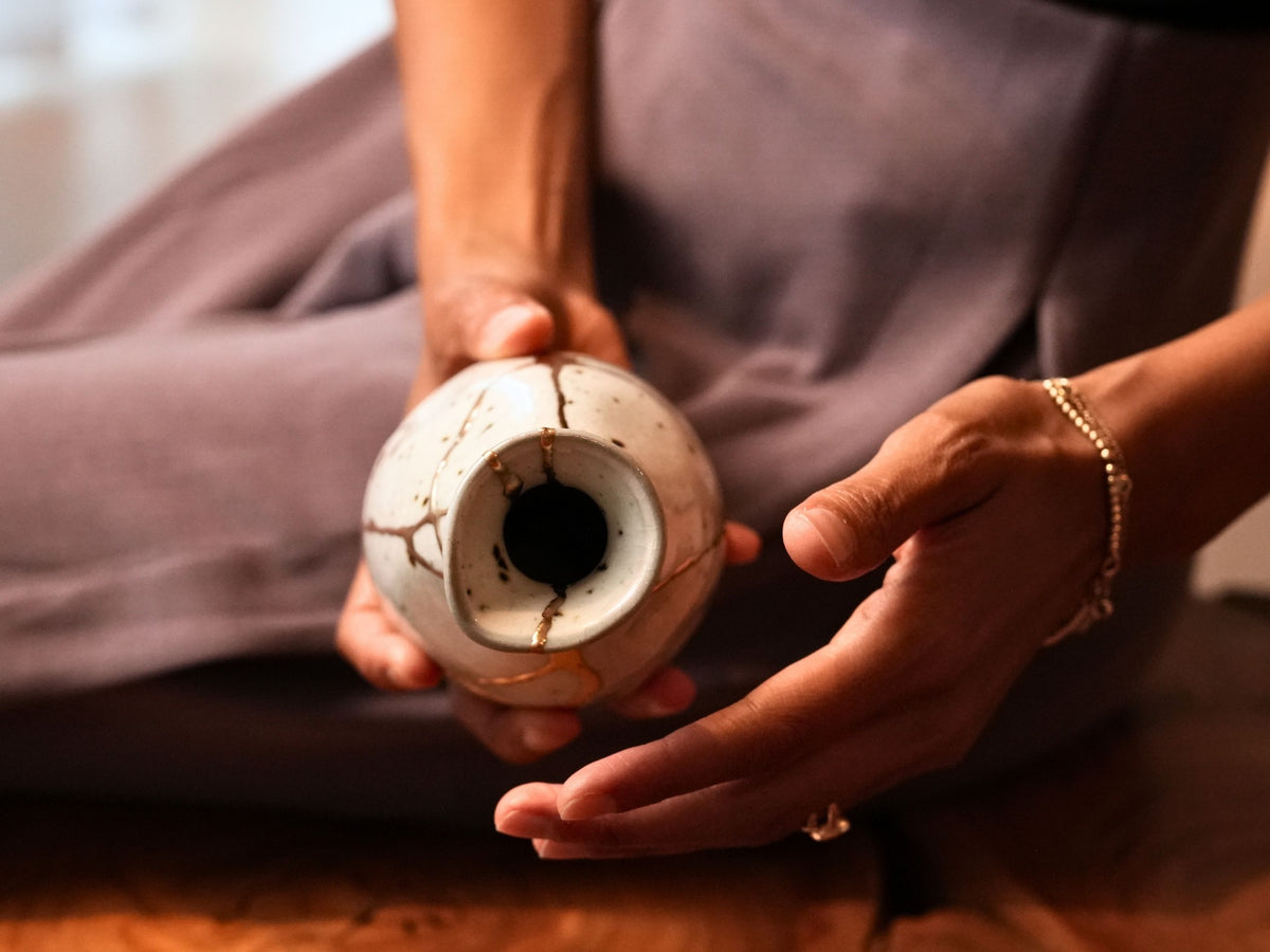 White Kintsugi Vase